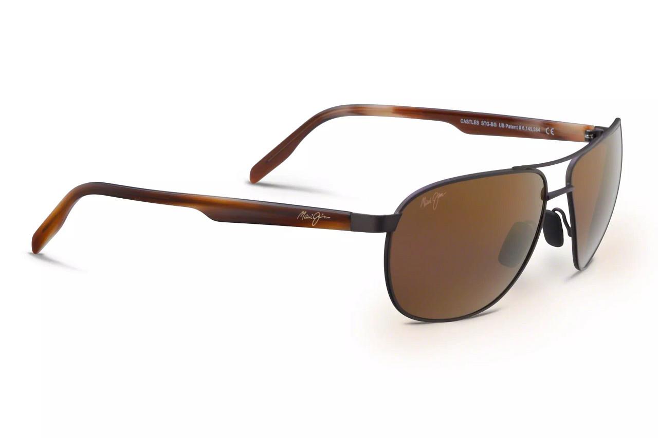 Maui Jim Castles Polarized Sunglasses - Matte Chocolate Frame HCL Bronze Lens